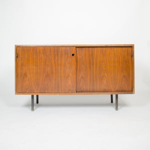 SOLD Florence Knoll Vintage Walnut Leather Pull Credenza / Sideboard