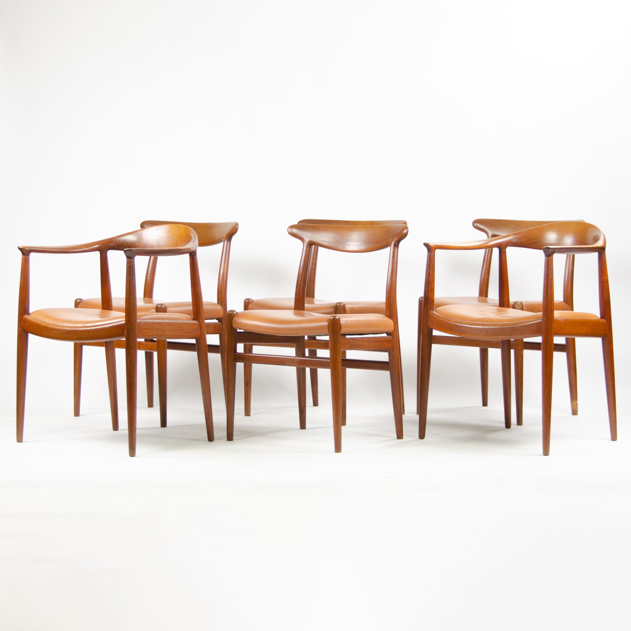 SOLD 6x Hans Wegner W2 & The Round Dining Chairs Johannes Hansen Denmark in Teak