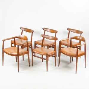 SOLD 6x Hans Wegner W2 & The Round Dining Chairs Johannes Hansen Denmark in Teak