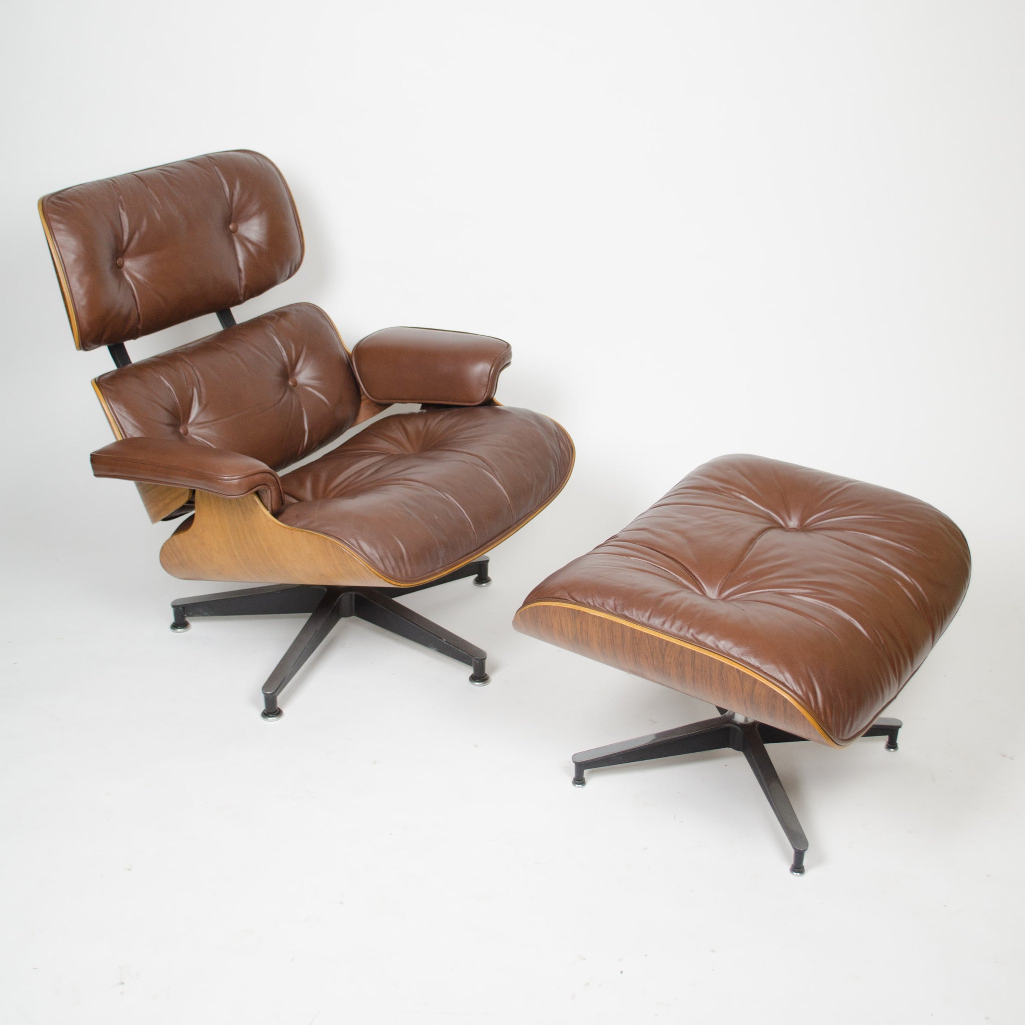 SOLD 1970's Herman Miller Eames Lounge Chair & Ottoman Rosewood 670 671 Brown Leather