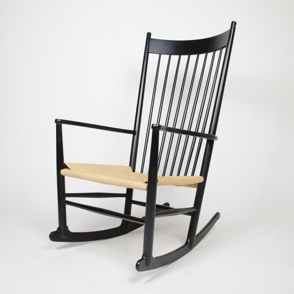 SOLD 1976 Hans Wegner J16 Black Rocking Chair Mobler FDB Denmark