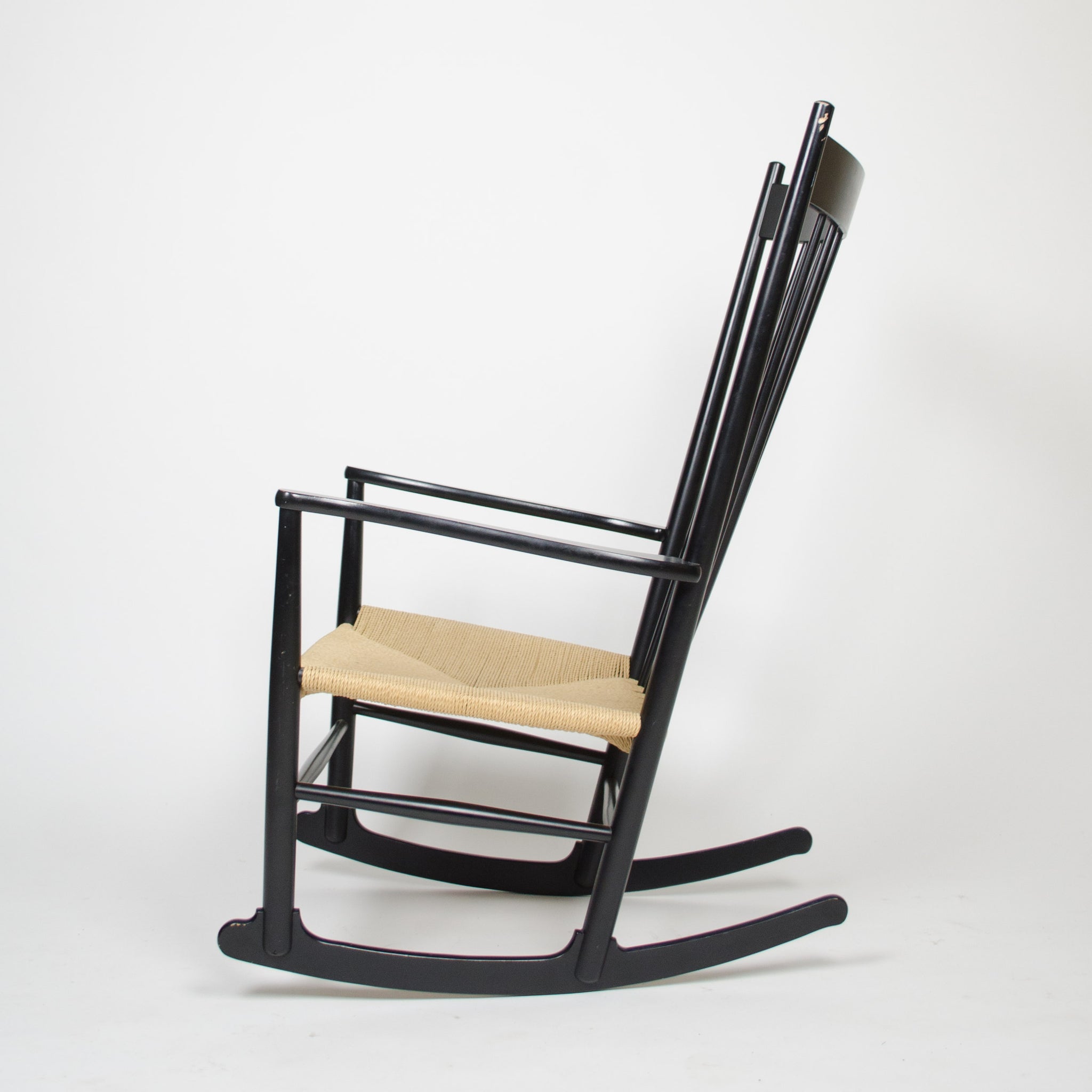 SOLD 1976 Hans Wegner J16 Black Rocking Chair Mobler FDB Denmark