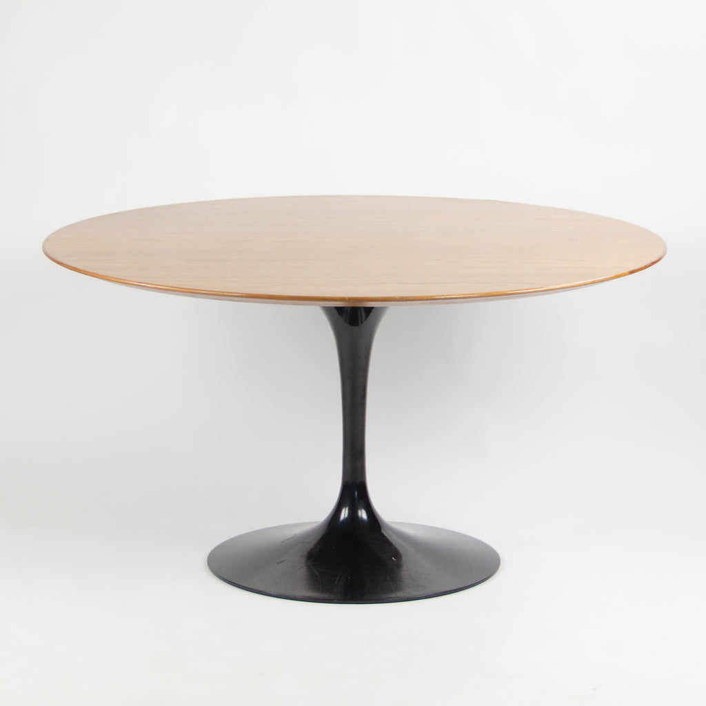 SOLD 2000's Eero Saarinen For Knoll Studio 54 Inch Tulip Dining Table Walnut Black