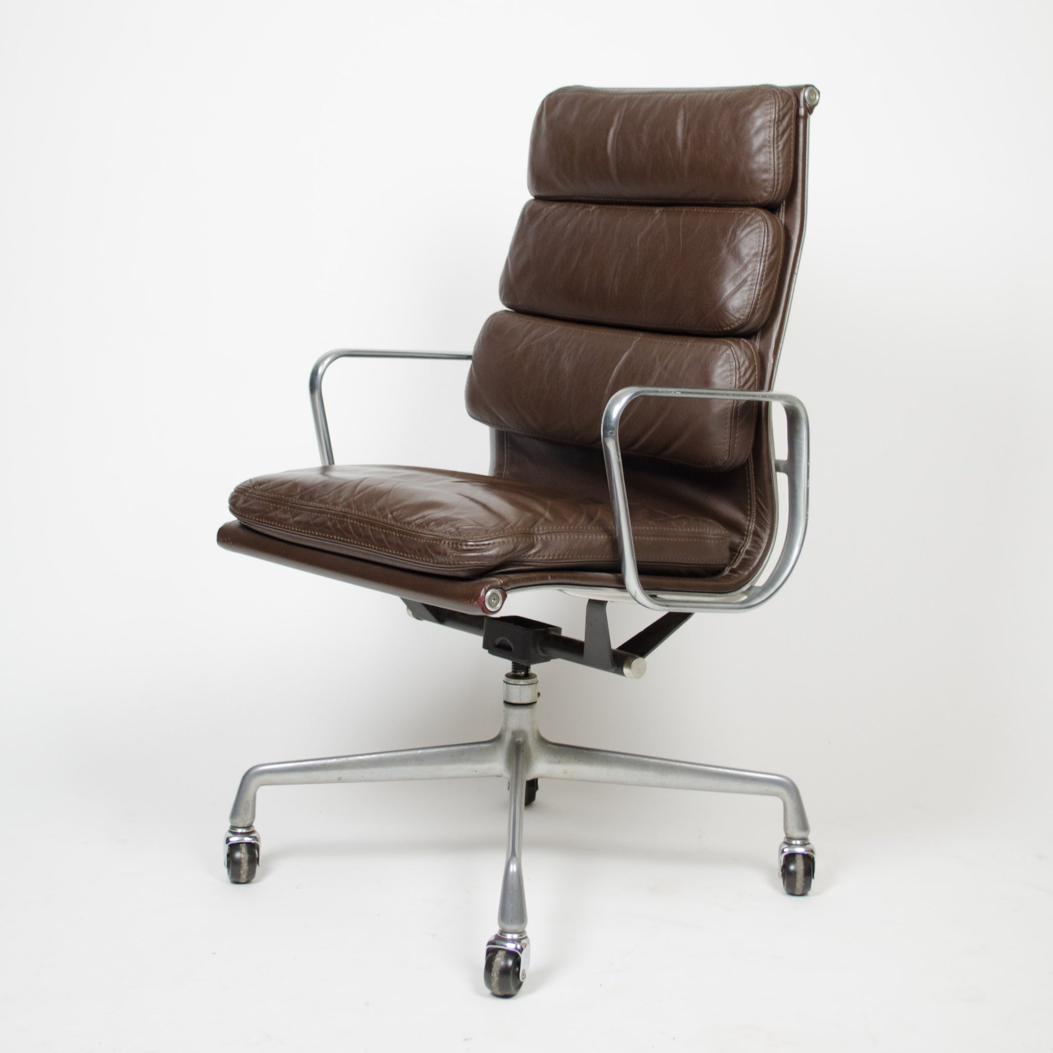 SOLD Vintage Brown Eames Herman Miller High Back Soft Pad Aluminum Group Chair 1982