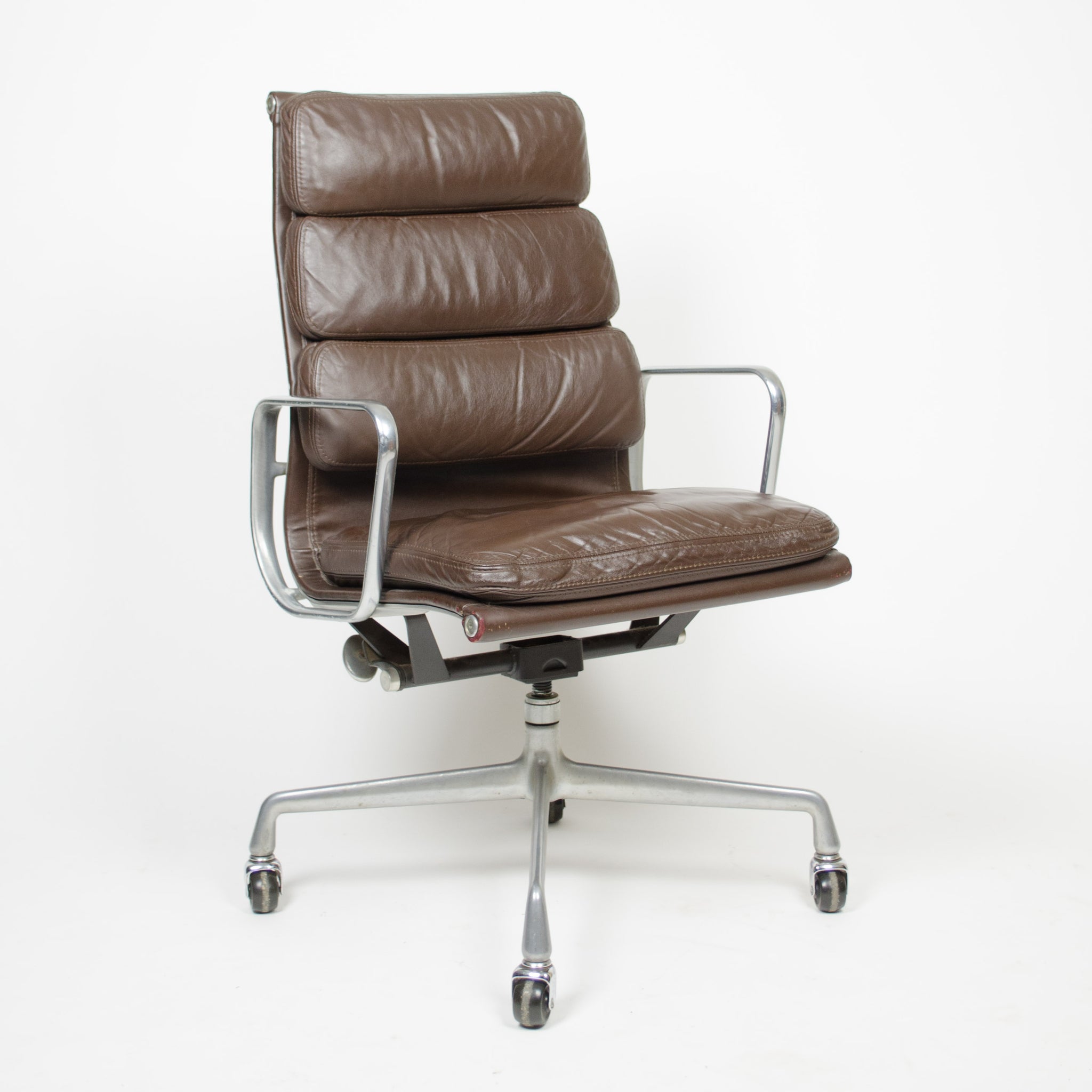 SOLD Vintage Brown Eames Herman Miller High Back Soft Pad Aluminum Group Chair 1982