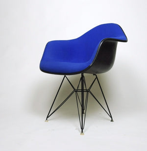 SOLD Eames Herman Miller Blue and Black Fiberglass Eiffel Tower Armshell Chair