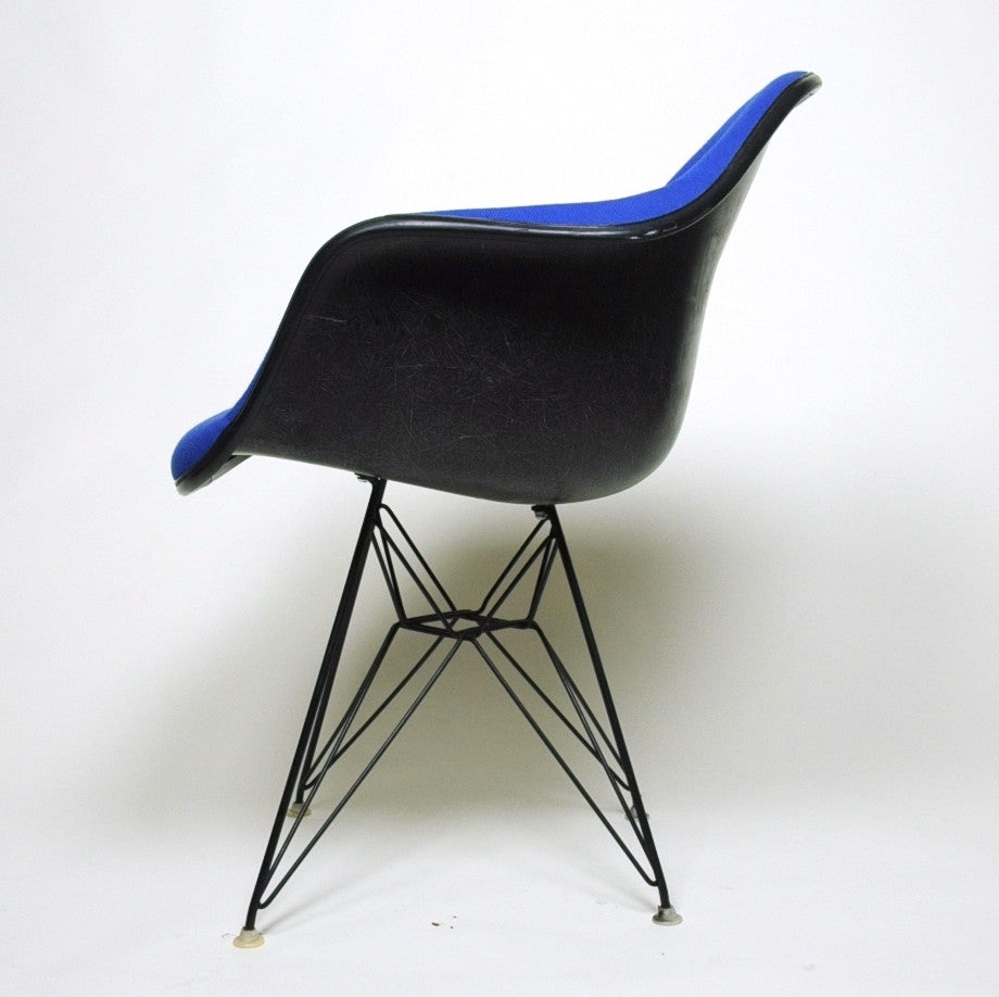 SOLD Eames Herman Miller Blue and Black Fiberglass Eiffel Tower Armshell Chair