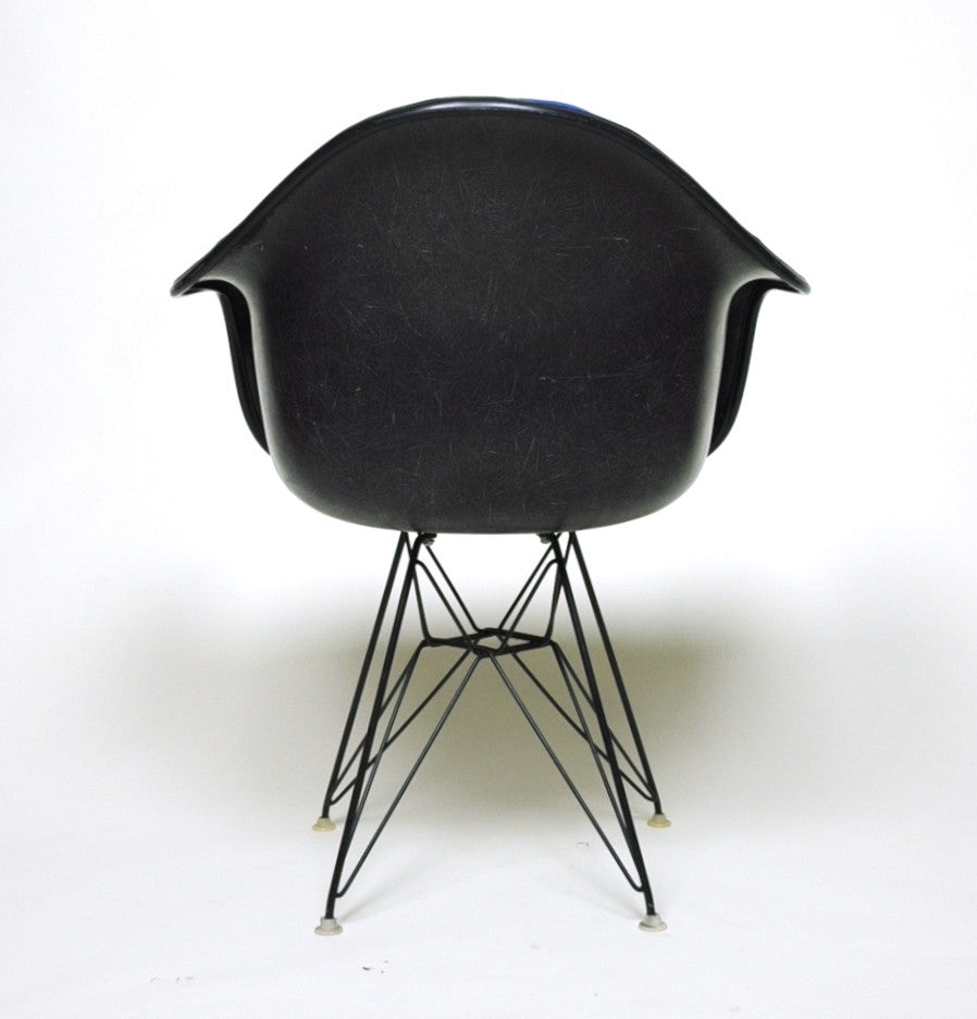 SOLD Eames Herman Miller Blue and Black Fiberglass Eiffel Tower Armshell Chair