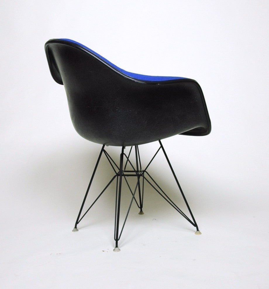 SOLD Eames Herman Miller Blue and Black Fiberglass Eiffel Tower Armshell Chair