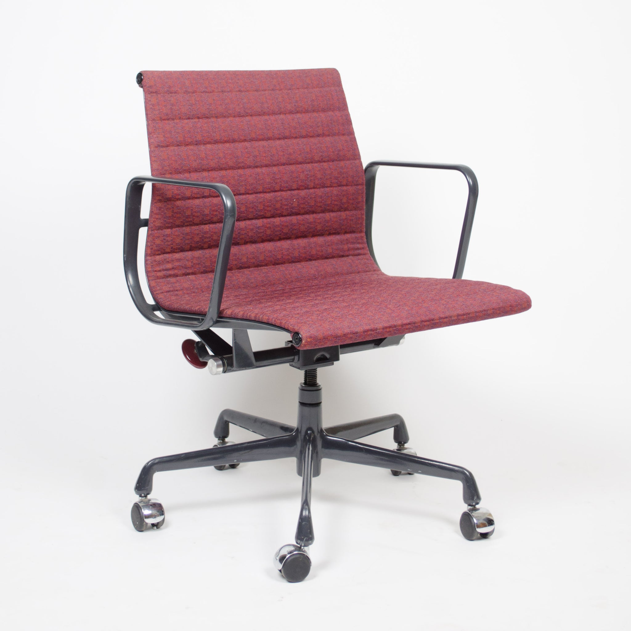 SOLD Red Eames Herman Miller Fabric Executive Aluminum Group Desk Chair