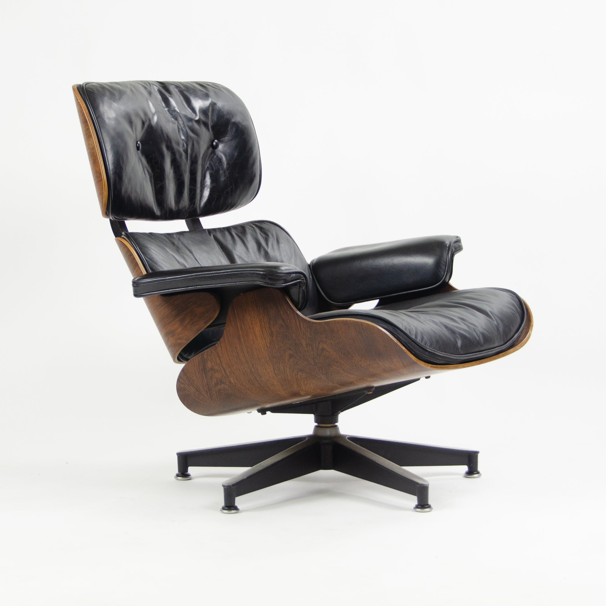 SOLD 1960's Herman Miller Eames Lounge Chair & Ottoman Rosewood 670 671 Black Leather