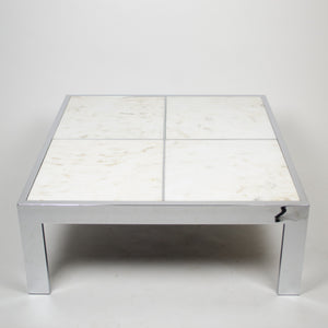 SOLD Leon Rosen for Pace Collection Portuguese Marble Coffee Table Chrome 1970's