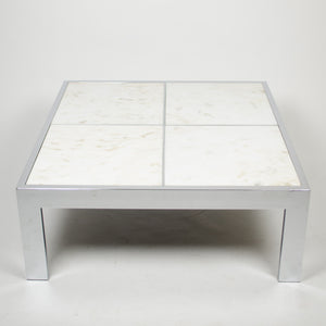 SOLD Leon Rosen for Pace Collection Portuguese Marble Coffee Table Chrome 1970's