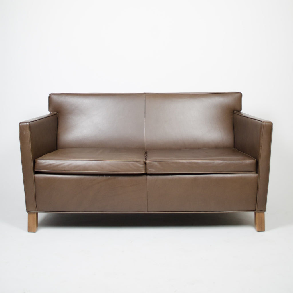 SOLD 2006 Knoll International Mies Van Der Rohe Krefeld Loveseat Sofa in Brown Leather