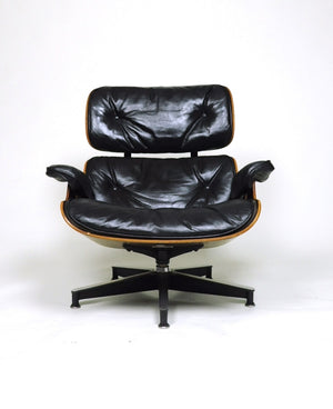 SOLD 1956 Herman Miller Eames Lounge Chair w Ottoman Boot Glides 3 Screws