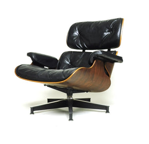 SOLD 1956 Herman Miller Eames Lounge Chair w Ottoman Boot Glides 3 Screws