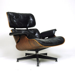 SOLD 1956 Herman Miller Eames Lounge Chair w Ottoman Boot Glides 3 Screws
