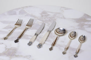 SOLD Georg Jensen Acanthus Luncheon 7 Piece Service For 12 Sterling Denmark 84 Pieces