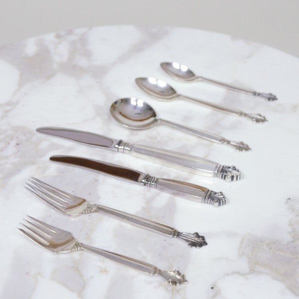 SOLD Georg Jensen Acanthus Luncheon 7 Piece Service For 12 Sterling Denmark 84 Pieces