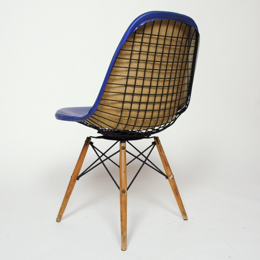 SOLD Eames Herman Miller PKW Original Swivel Dowel Wire Chair With Padded Cushion