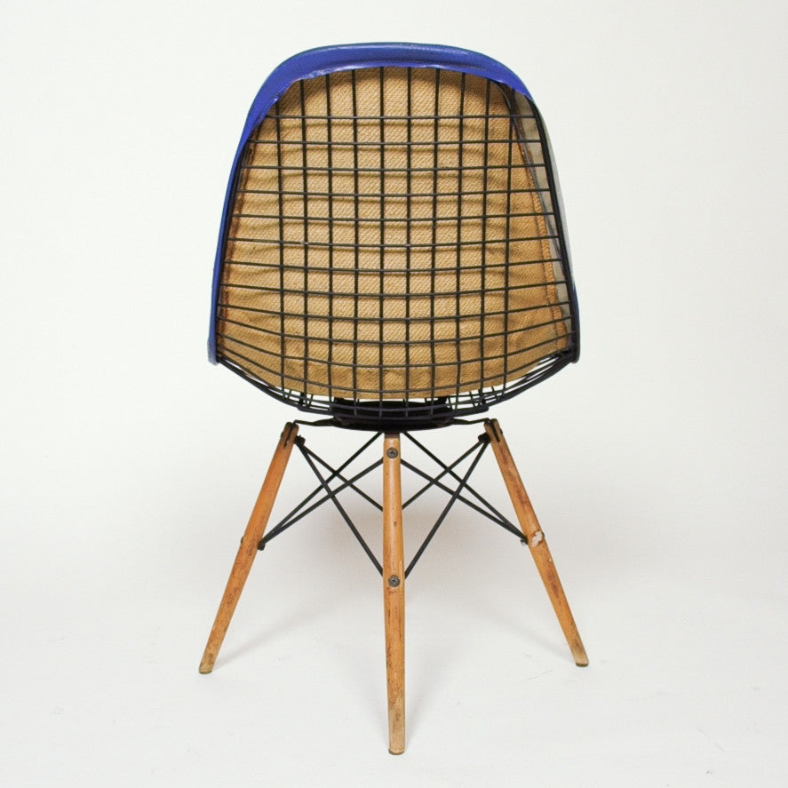 SOLD Eames Herman Miller PKW Original Swivel Dowel Wire Chair With Padded Cushion