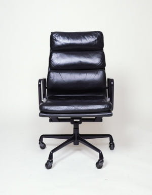 SOLD Black and Eggplant Eames Herman Miller Soft Pad High Back Aluminum Group Chairs 3 Available