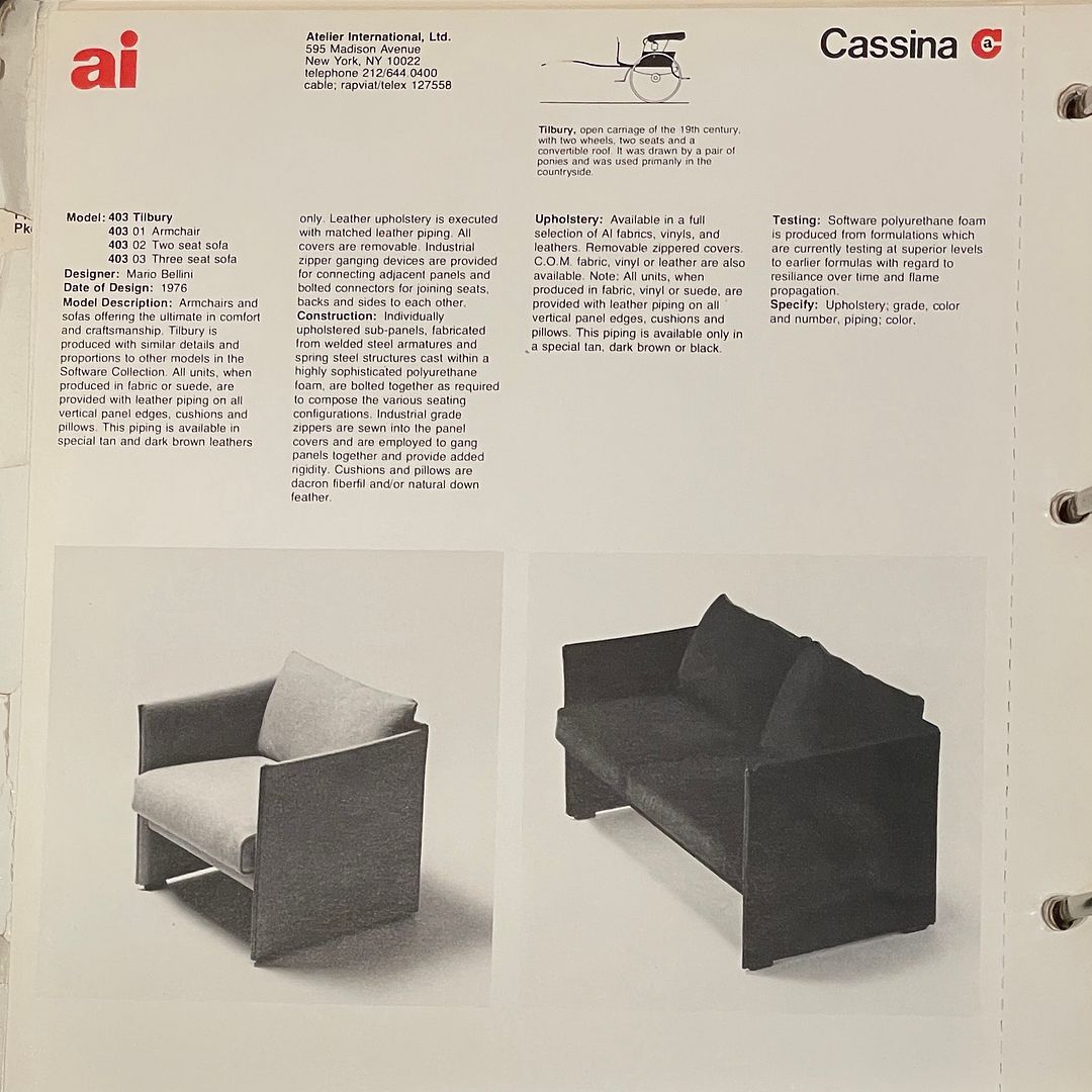 1980s Tilbury Three Seat Sofa by Mario Bellini for Cassina in Black Leather