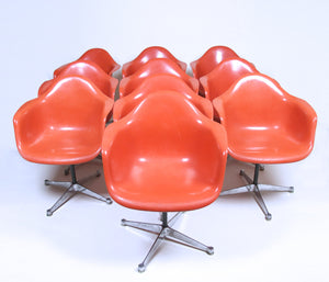 SOLD Extremely Rare 1969 Original Eames Herman Miller Matching Set of 10 Orange/Red