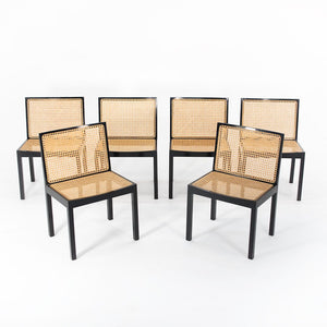 1960s Set of Six Model 3105 Bankstuhl Dining Chairs by Willy Guhl for Stendig in Lacquered Wood and Cane