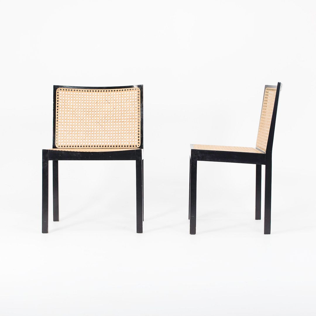 1960s Set of Four Model 3105 Bankstuhl Dining Chairs by Willy Guhl for Stendig in Lacquered Wood and Cane