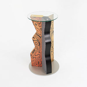 SOLD 1985 Ivory Pedestal by Ettore Sottsass for Memphis Milano in Wood, Laminate, and Glass