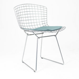 SOLD 2000s Set of Six Bertoia Side Chairs by Harry Bertoia for Knoll in Satin Chromed Steel and Fabric