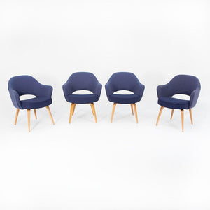 SOLD 2019 Model 71A Executive Arm Chairs by Eero Saarinen for Knoll in Blue Fabric with Oak Legs 11x Available