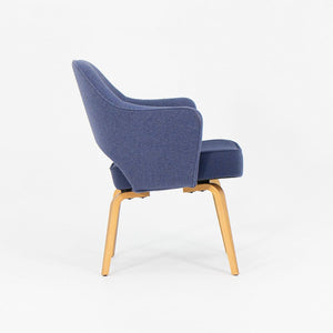 SOLD 2019 Model 71A Executive Arm Chairs by Eero Saarinen for Knoll in Blue Fabric with Oak Legs 11x Available