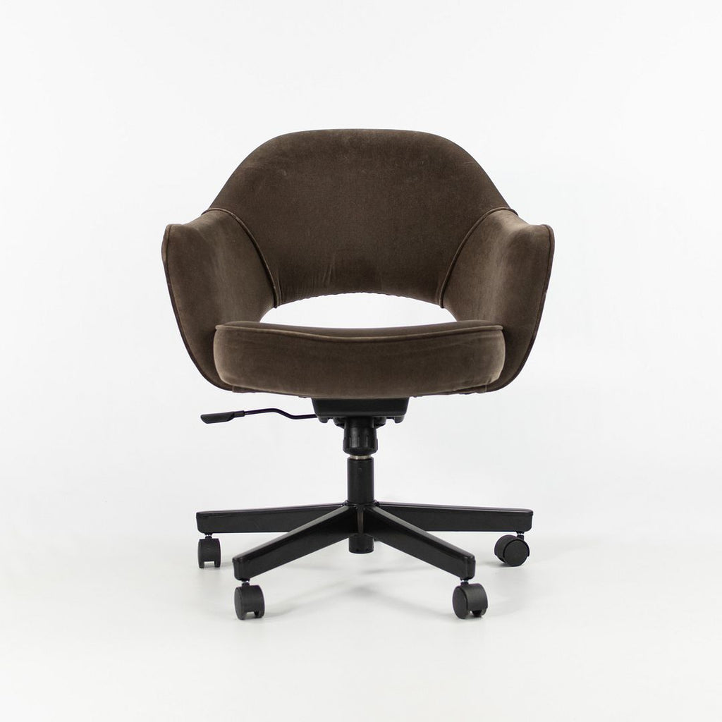 SOLD 2010 Saarinen Executive Arm Chair with Swivel Base by Eero Saarinen for Knoll in Brown Mohair