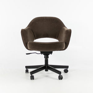 SOLD 2010 Saarinen Executive Arm Chair with Swivel Base by Eero Saarinen for Knoll in Brown Mohair