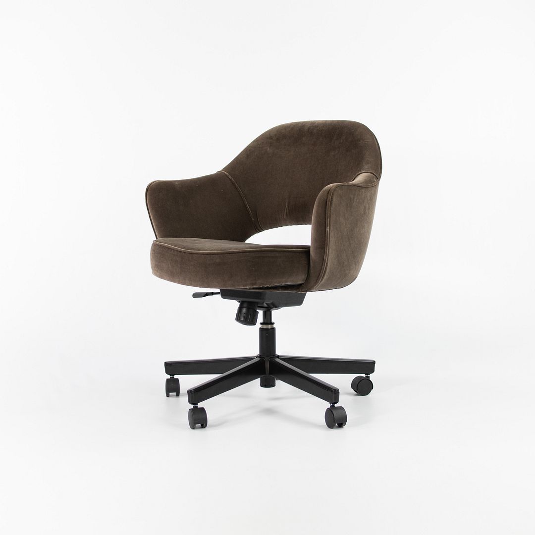 SOLD 2010 Saarinen Executive Arm Chair with Swivel Base by Eero Saarinen for Knoll in Brown Mohair