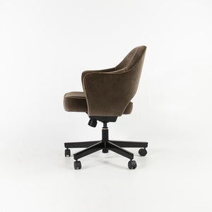 SOLD 2010 Saarinen Executive Arm Chair with Swivel Base by Eero Saarinen for Knoll in Brown Mohair