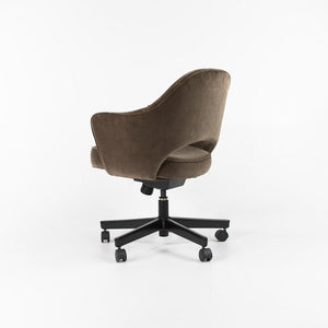 SOLD 2010 Saarinen Executive Arm Chair with Swivel Base by Eero Saarinen for Knoll in Brown Mohair