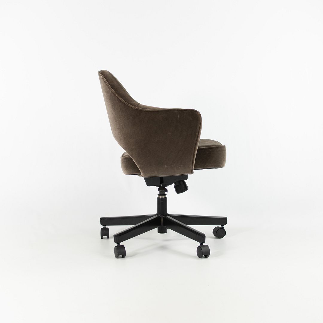 SOLD 2010 Saarinen Executive Arm Chair with Swivel Base by Eero Saarinen for Knoll in Brown Mohair