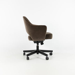 SOLD 2010 Saarinen Executive Arm Chair with Swivel Base by Eero Saarinen for Knoll in Brown Mohair