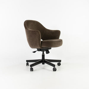 SOLD 2010 Saarinen Executive Arm Chair with Swivel Base by Eero Saarinen for Knoll in Brown Mohair