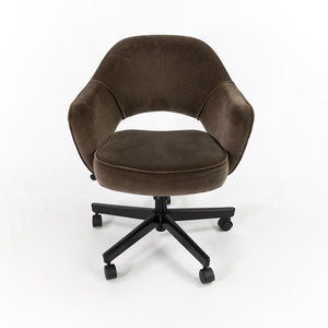 SOLD 2010 Saarinen Executive Arm Chair with Swivel Base by Eero Saarinen for Knoll in Brown Mohair