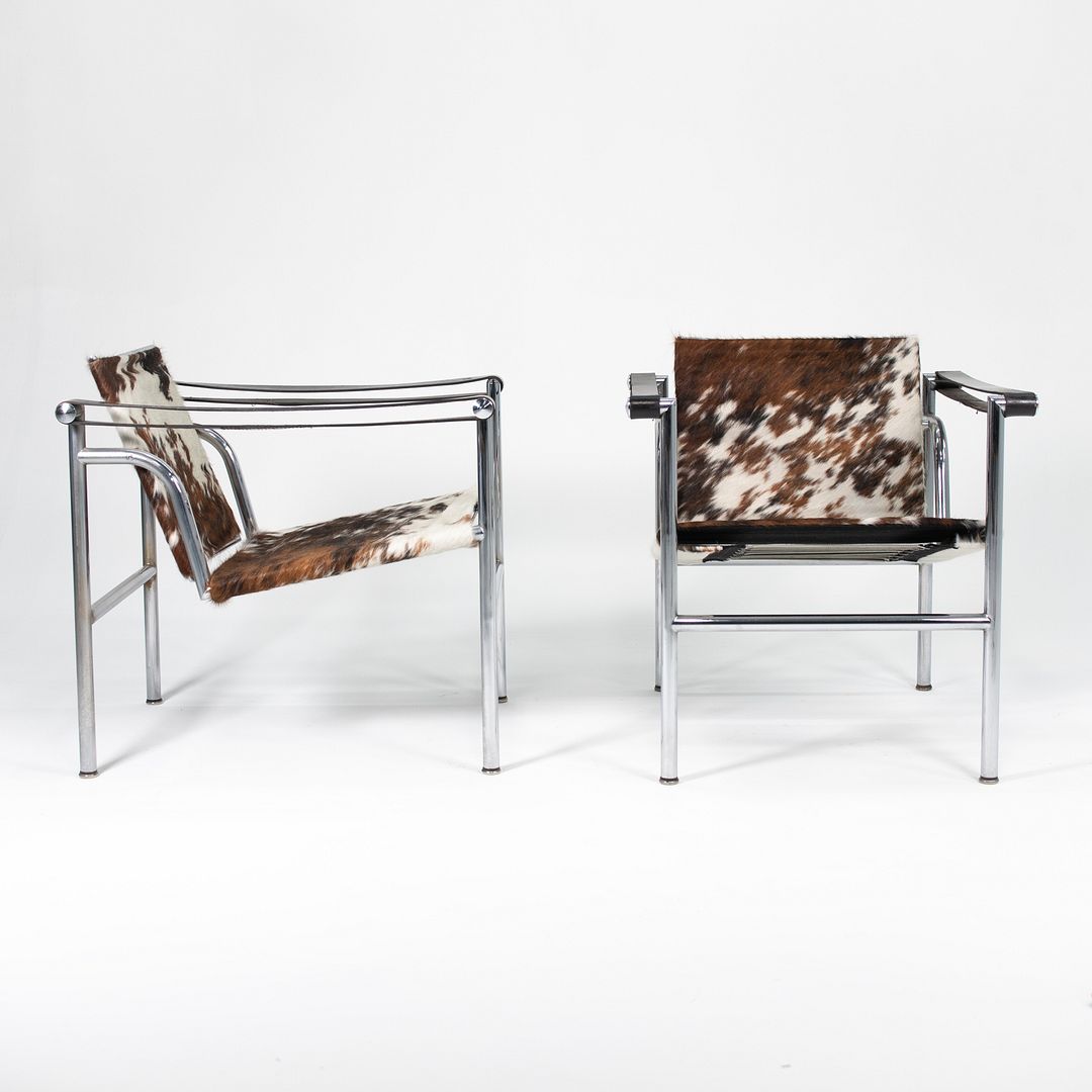 SOLD 1960s Pair of LC1 Basculant Chairs by Le Corbusier, Pierre Jeanneret, Charlotte Perriand for Cassina