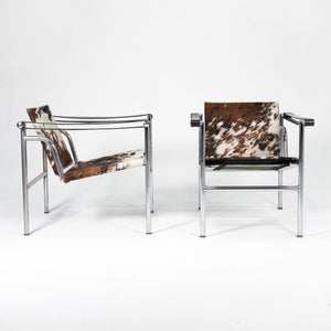 SOLD 1960s Pair of LC1 Basculant Chairs by Le Corbusier, Pierre Jeanneret, Charlotte Perriand for Cassina