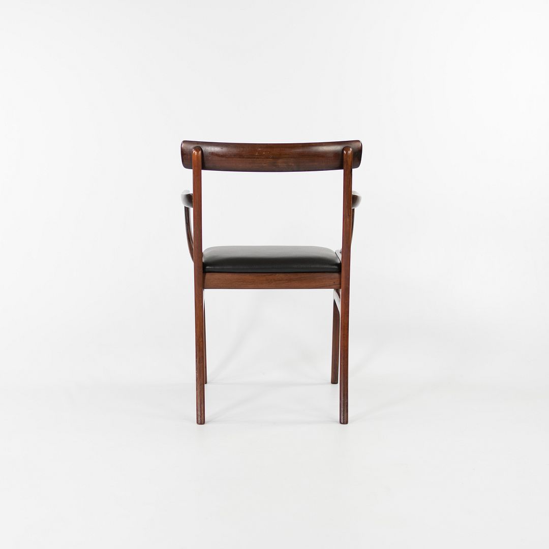 SOLD 1970s Set of Eight Rungstelund Chairs by Ole Wanscher for Poul Jeppesen in Brazilian Rosewood and Black Leather