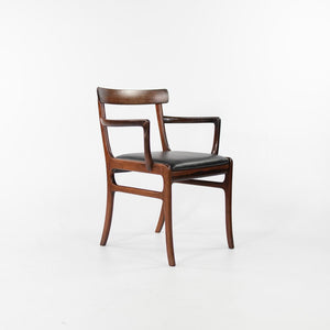 SOLD 1970s Set of Eight Rungstelund Chairs by Ole Wanscher for Poul Jeppesen in Brazilian Rosewood and Black Leather