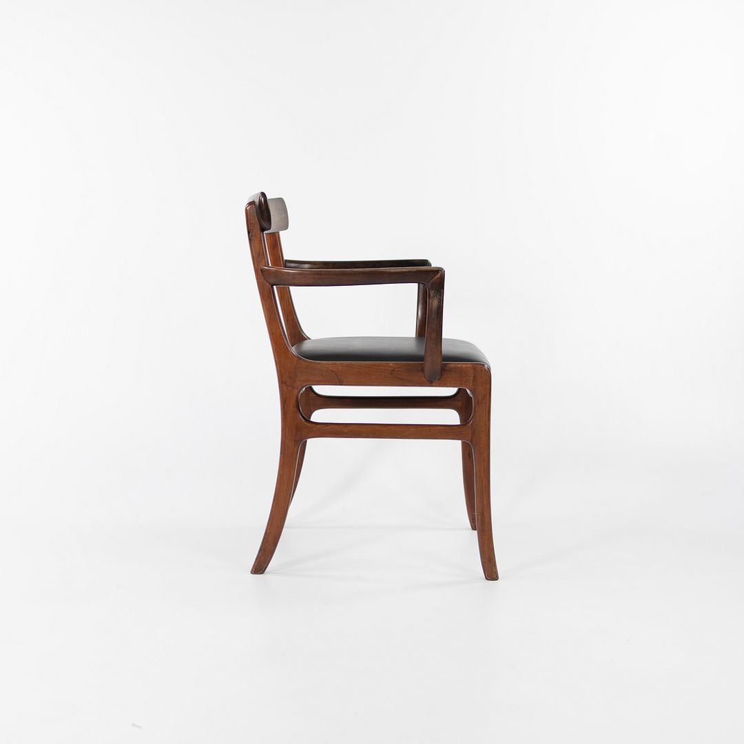 SOLD 1970s Set of Eight Rungstelund Chairs by Ole Wanscher for Poul Jeppesen in Brazilian Rosewood and Black Leather