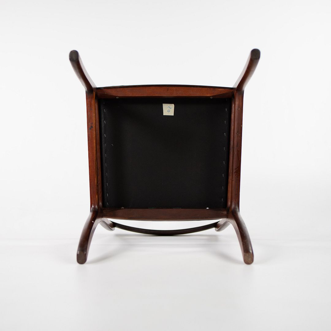 SOLD 1970s Set of Eight Rungstelund Chairs by Ole Wanscher for Poul Jeppesen in Brazilian Rosewood and Black Leather