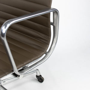 SOLD 2010s Eames Aluminum Group Management Chair by Charles and Ray Eames for Herman Miller in Brown Leather
